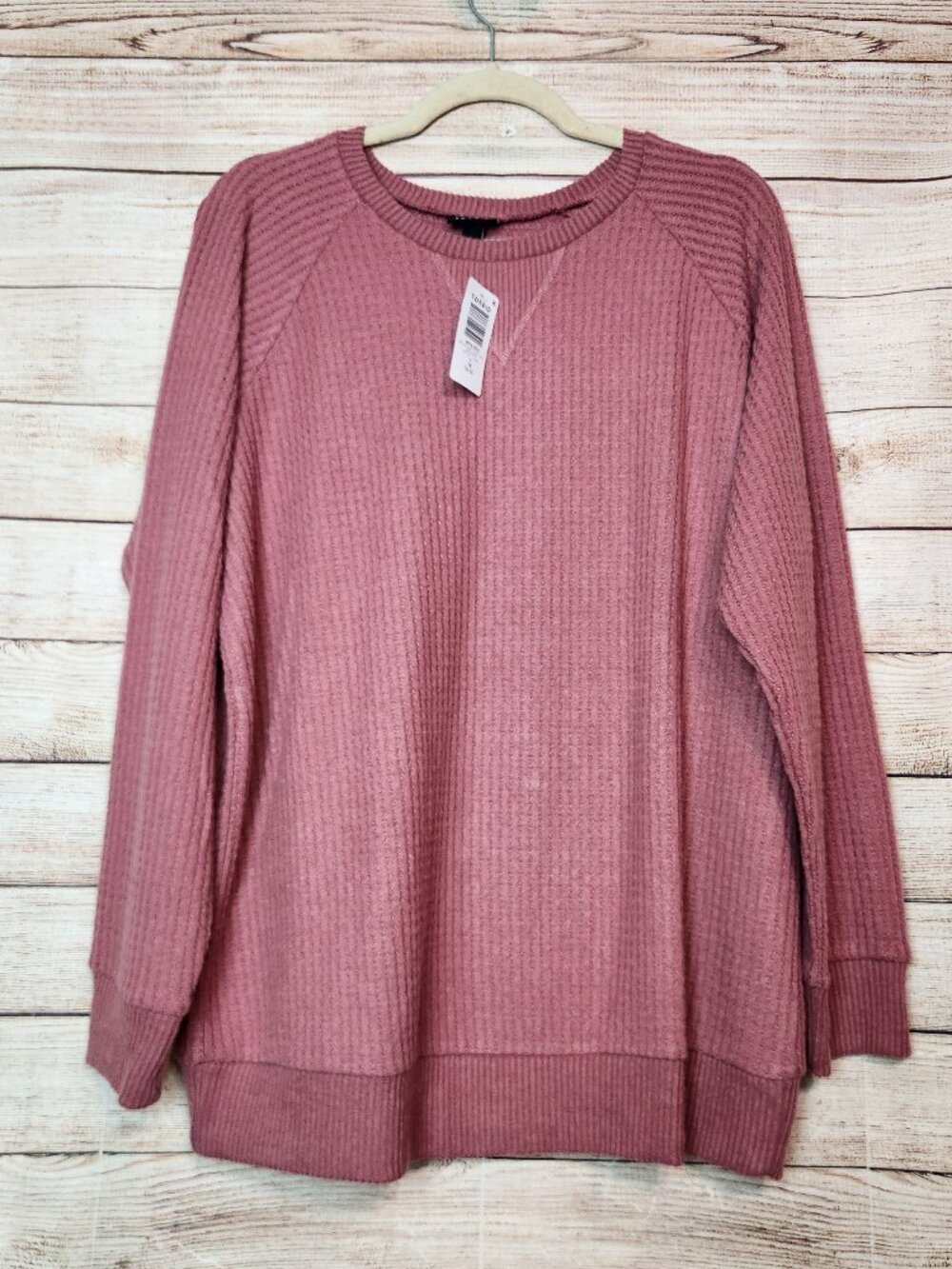 New With Tags NWT Torrid Brushed Waffle Sweatshirt Mesa Rose Pink Size 1 (1XL)